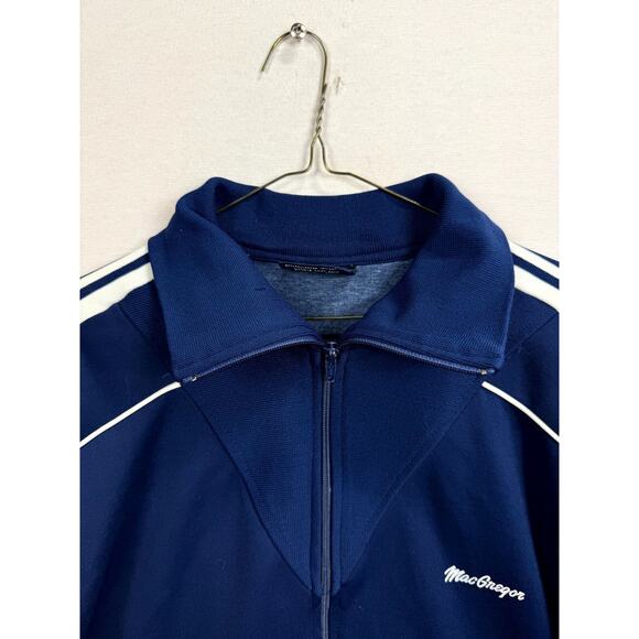 Vintage MacGregor Track Jacket Mens L Blue White Striped Long Sleeve Full Zip - Picture 4 of 10